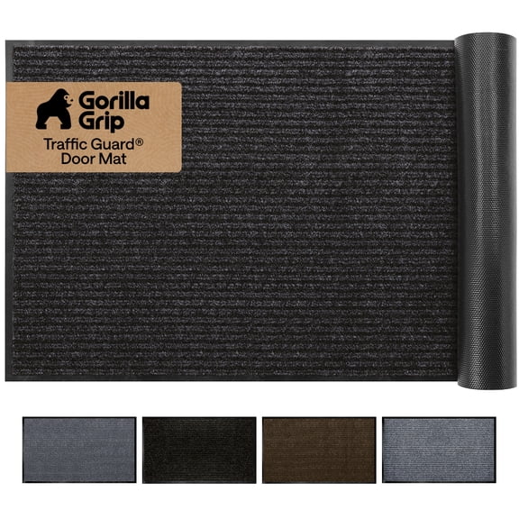 GORILLA GRIP Door Mat, Waterproof, Traffic Guard Commercial Office Doormat, 35x23, Black
