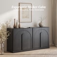thumbnail image 4 of BELLEZE Set of 2 Modern Buffet Cabinets (63" Wide)-Large Sideboard Credenza with Arched Doors-Seamless Hidden Storage Console for Dining Room & Living Area-Ebony, 4 of 7