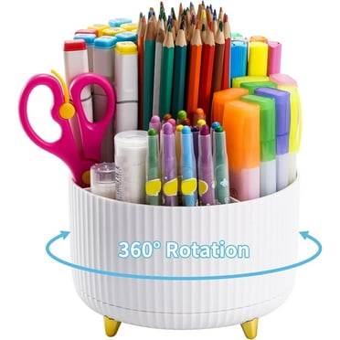ZHUYING Desk Organizer, 360-Degree Rotating Pen Holder for Desk, Desk Organizers and Accessories with 5 Compartments Organizer