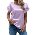 thumbnail image 2 of Conairie Summer T Shirts for Women Casual Loose Short Sleeve Crew Neck Shirts Solid Trendy Elegant Lightweight Work Tee Pullover Outfits PP1 M, 2 of 5