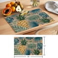thumbnail image 2 of Summer Pineapple Placemats Set of 8 Brown Wood Tropical Palm Monstera Leaves Place Mats Indoor Wipeable Table Mats Washable Cloth Dining Table Placemats for Kitchen Holiday Party Decor 13x19 Inch, 2 of 2