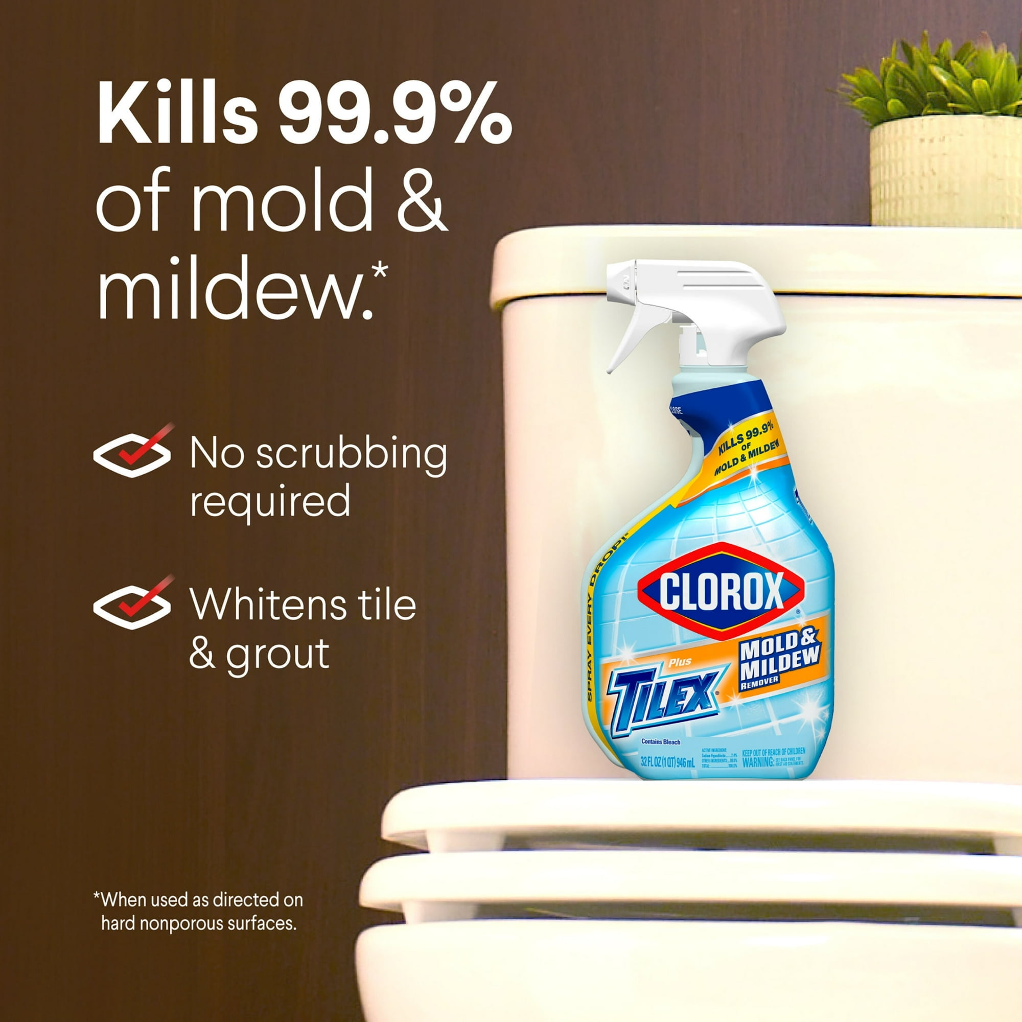 Clorox Plus Tilex Mold and Mildew Remover Bathroom and Shower Cleaner Spray, 32 oz