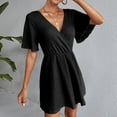 thumbnail image 2 of Women's Flowy V Neck A Line Summer Dress Casual Short Sleeve High Waist Comfortable Breathable Stylish Outfit, 2 of 2