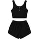 thumbnail image 1 of Conjunto de 2 piezas sin mangas con botones y pantalones cortos para mujer Negro M Negro M Xishao ropa, 1 of 2