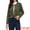 Olive Green, variant on Women's Collarless Long Sleeve Outerwear Faux Suede Jacket M Brown