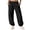 Black, variant on Women's Pants High Waist Drawstring Pocketed Summer Trousers Solid Color Loose Fit Minimalist Workout Bottoms