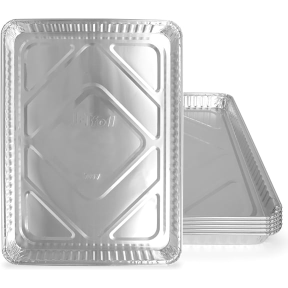 PLASTICPRO Aluminum Foil Cookie Sheets for Baking 13” x 17” Sheet Pans, 5-Pack