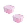 thumbnail image 1 of Oleegame 2PC Produce Storage Mini Plastic Food Storage Containers With Lids Small Airtight Containers Square School Lunch Containers For Children Leftover Food Containers Pink, 1 of 5
