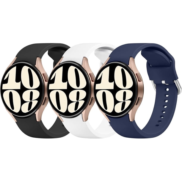 3 Pack Correas para Samsung Galaxy Watch 6 / 5 / 4 Band 40mm 44mm, Galaxy Watch 5 Pro 45mm, Galaxy Watch 6 , Galaxy Watch 4 20mm Sport Band Correa de repuesto de silicona ajustable para