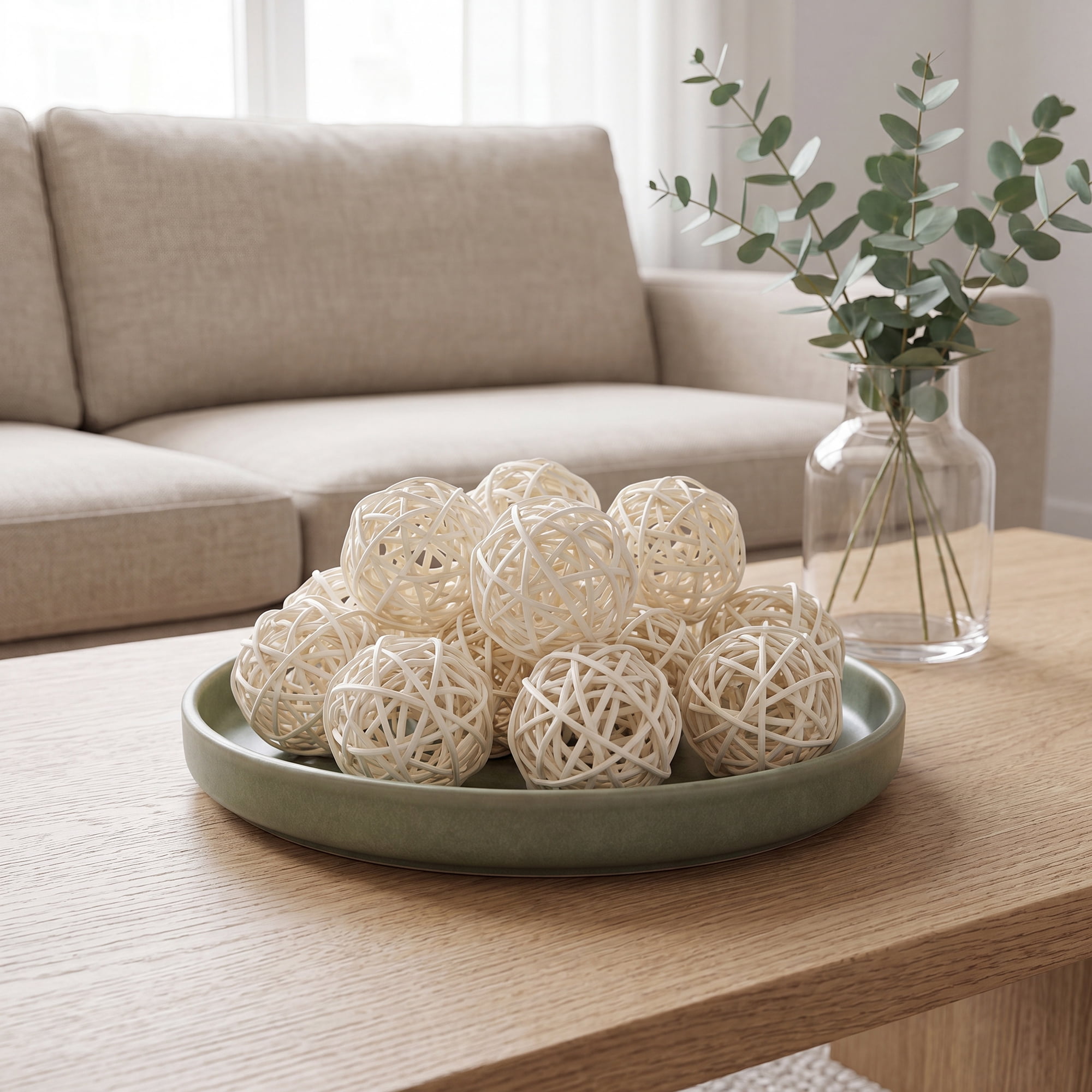 Unique Bargains 10Pcs Rattan Balls for Lights Wicker Spheres Orbs White 2"x2"x2"