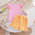 thumbnail image 5 of Quealent Toddler Baby Girl Birthday Outfit Birthday Girl Shirt Ruffle Gingham Shorts Cute Summer Clothes Cake Smash Outfits Red for Size 12-18 Months, 5 of 9