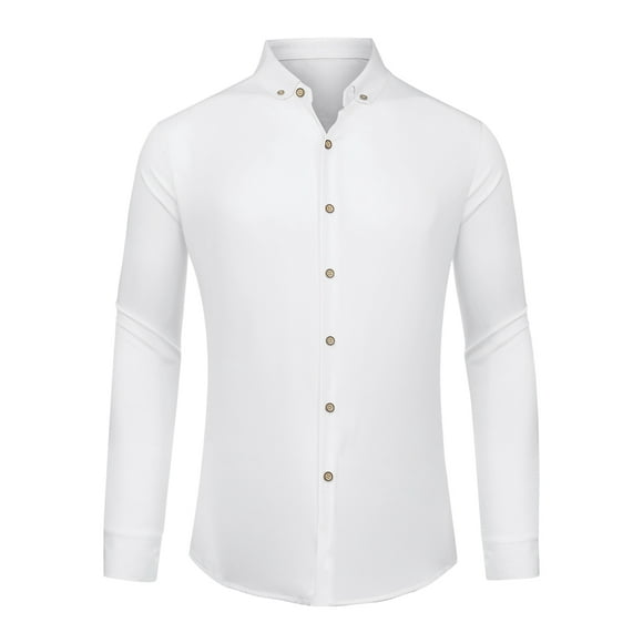 Men's Dress Shirt Regular Fit Long Sleeves Prom Shirts White S