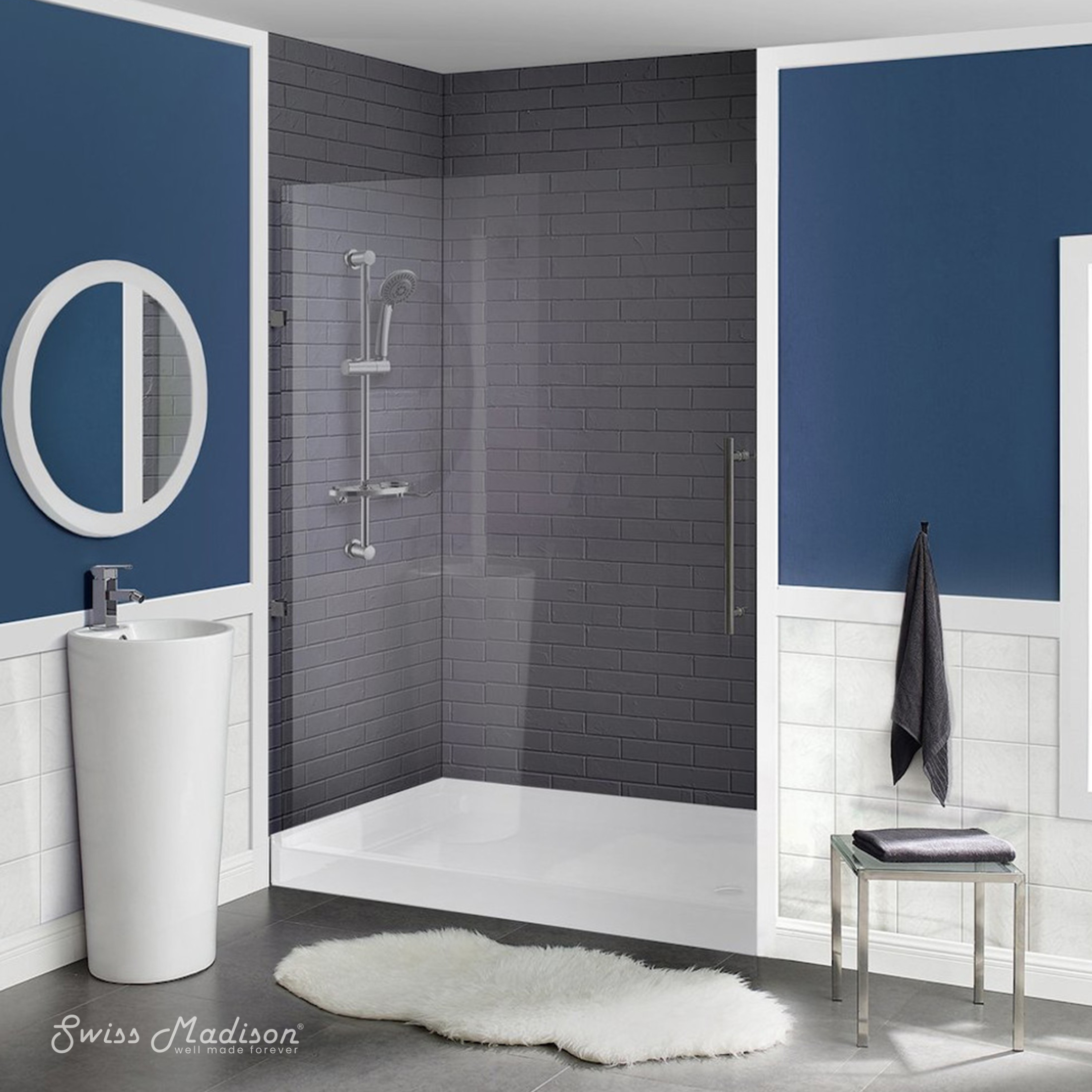 Voltaire 60" x 36" Acrylic White Single-Threshold, Right-Hand Drain, Shower Base
