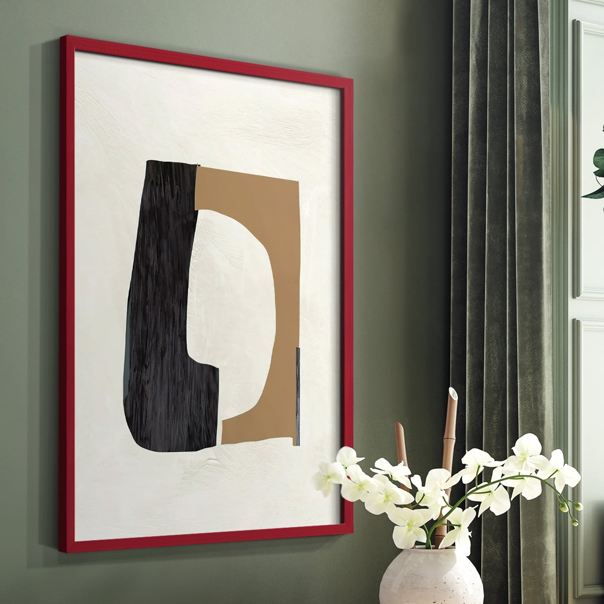Cardboard Cutouts II Framed Print in Red Solid Wood Framed Print No Nail Hanging