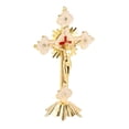 thumbnail image 3 of Cruz de pie de Metal, decoración de diamantes de imitación rojos, crucifijo de pie de elegancia Retro exquisita con Base para hogares cristianos, 3 of 5
