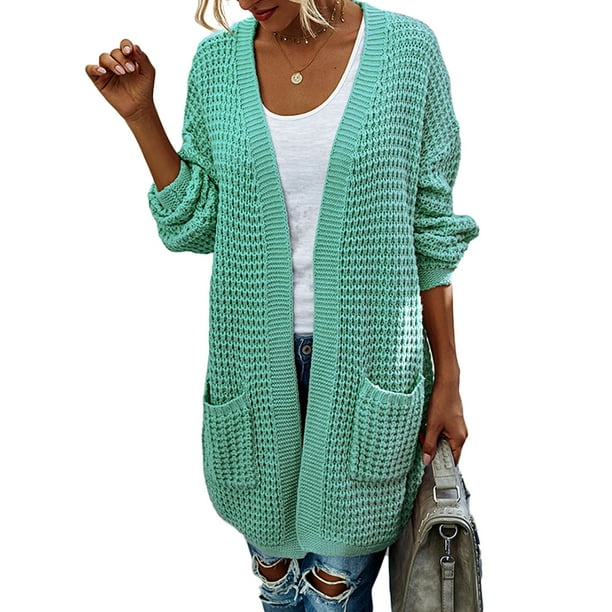 Fashion Women Ladies Bohemia Open Front Long Sleeve Chunky Knit Cardigan  Sweaters Color Block Loose Outwear Coat With Pockets - Walmart.com