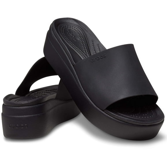 Crocs Women's Brooklyn Platform Slides Sandal, Black, 7