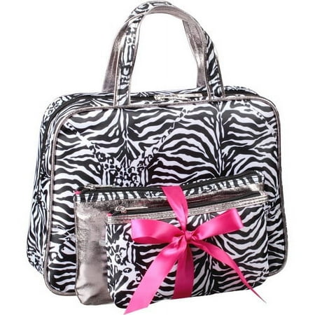 Modella Weekender Set Cosmetics Bag, Black and White Animal Print, 3 pc
