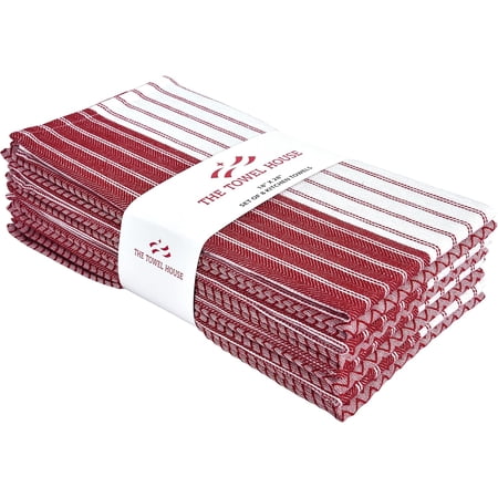 FRKSMD-Cotton Kitchen Towels 18 x28 Dish Towels with Hanging Loop Ultra Absorbent Quick Drying & Reusable Tea Towels for Kitchen Perfect for Washing Dishes Red Pack of 8