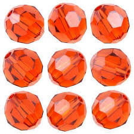 Swarovski Round Crystal Beads Item #5000 Tangerine Color 8mm Size - 12 Pieces