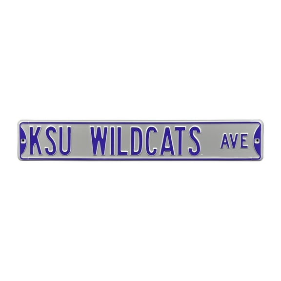 Silver Kansas State Wildcats 6" x 36" College Ave Team Street Sign