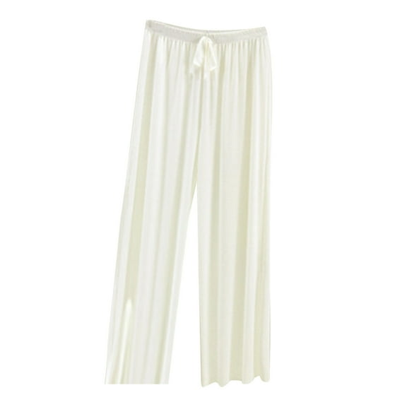 XuJwPNcy Pajama Satin Pants for Women Summer Loose Elastic Waist Wide Leg Silk Pants Soft Comfy Pj Bottom