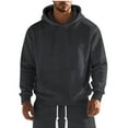 thumbnail image 2 of Men's Oversized Solid Color Hooded Sweatshirt, Lightweight Knit Pullover with Long Sleeves and Pockets, Fall Streetwear Casual Loose Fit Top,Gray,3XL, 2 of 7