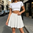 thumbnail image 2 of Bovxnpu Women's Mini Skirt Casual High Waisted Elastic Waist Stretchy Flare Skirts, 2 of 7