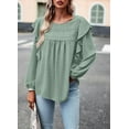 thumbnail image 4 of PRETTYGARDEN Women's Long Sleeve Blouses Ruffle Swiss Dot Crochet Loose Fit Spring Fall Tunic Dressy Casual Tops, 4 of 10