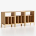 thumbnail image 4 of Joyyskill Modern Record Player Stand, Vinyl Record Storage Cabinet with Open Shelf, Wood Records Player Table Cube Storage Organizer, Natural Oak, 4 of 7