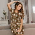thumbnail image 3 of Pofeuu Beautiful Owl Print Women's Loose Fit Short Sleeve Nightgown, Comfortable Sleep Dress for Women, Casual Lounge Sleepwear, Soft Cotton Sleep Dress, 3 of 6