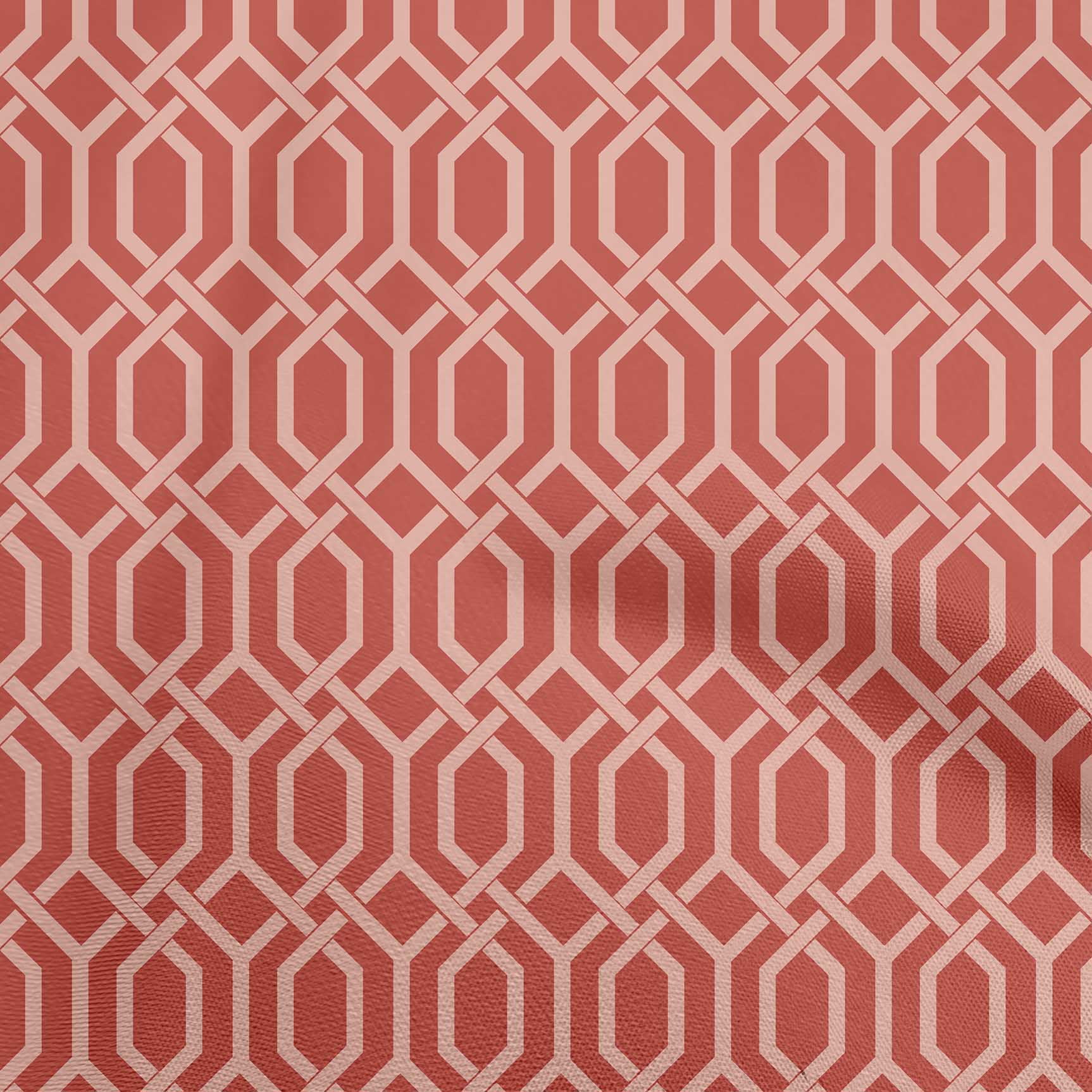 oneOone Tissu Velours Rouge Géométrique pour Couture Tissu Imprimé au Mètre 58 Pouces de Large