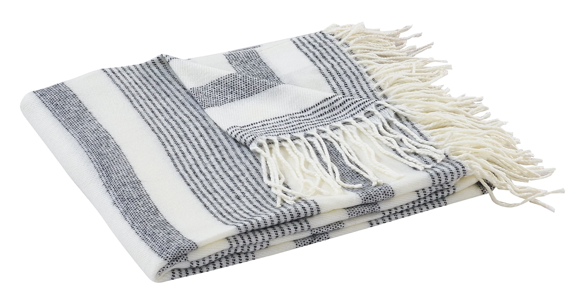 Harper Lane Novara Tassel Throw Blanket, White/Black, Standard Throw
