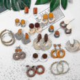 thumbnail image 2 of Wooden Straw- Weave Rattan Vine Braid, Geometric Long, Drop Earrings, 2 of 4