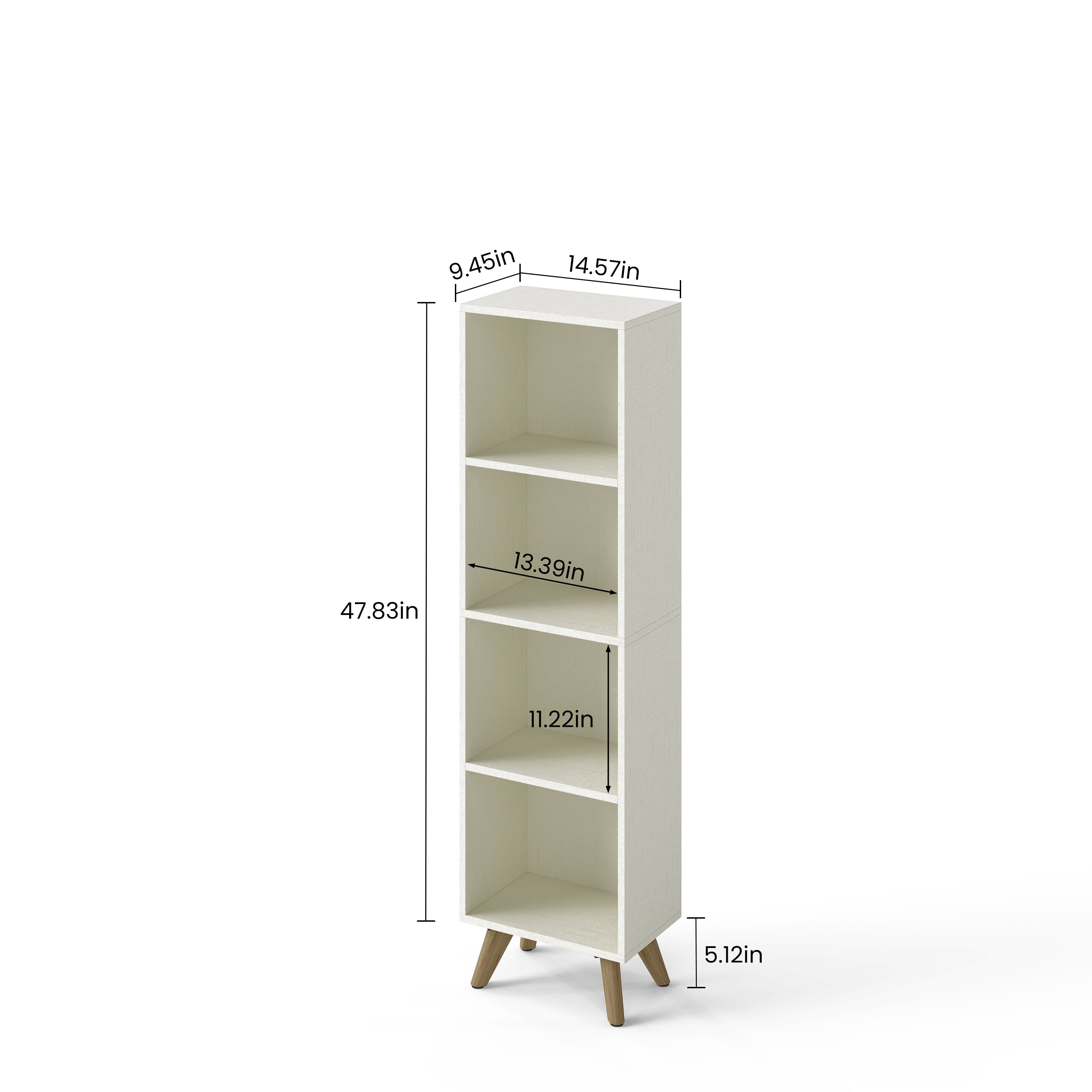 Manxile 4 Cube Vertical Storage Organizer, Modern White Wood Bookshelf for Living Room, Bedroom, Study Room