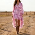 thumbnail image 2 of XIAONU Tie Dye Maxi Dress For Women Long Sleeve V Neck High Low Ruffle Hem Western Sundress, 2 of 8