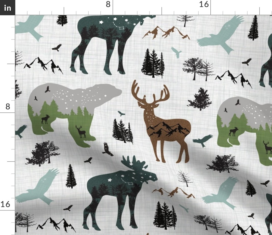 Spoonflower Fabric - Arctic Woodland Animals Forest Alaska Mountains  Adventure Bear Moose Printed on Upholstery Velvet Fabric by the Yard -  Upholstery Home Decor Bottomweight Apparel 