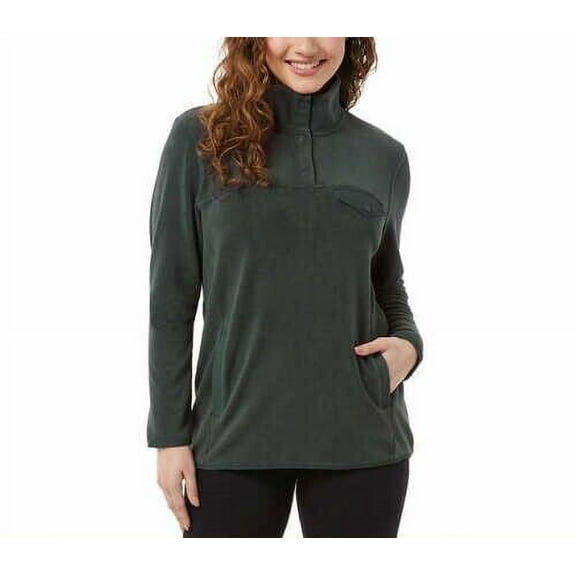 32 Degrees | Womens' Midweight Snap Arctic Fleece Pullover | Basil Green | M