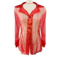 thumbnail image 6 of gakvbuo Plus Size Summer Tops For Women Tops Dressy Casual Tunic Tops To Wear With Leggings New Mesh Shirt Women Sexy Bodydoll Lingerie Long Sleeve Pajamas Red Tops S-3XL, 6 of 7