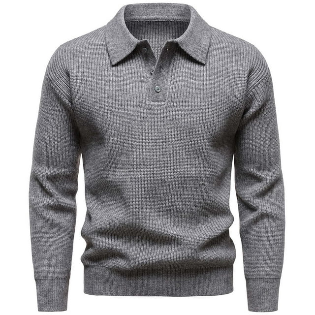 WRKEKC Long Sleeve Shirts for Men Stylish Casual Knit Button Half Open Collared Elastic Sweater Fall Fashion Daily Wear