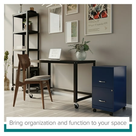 Space Solutions - 18" 2 Drawer Mobile Smart Vertical File Cabinet - Navy