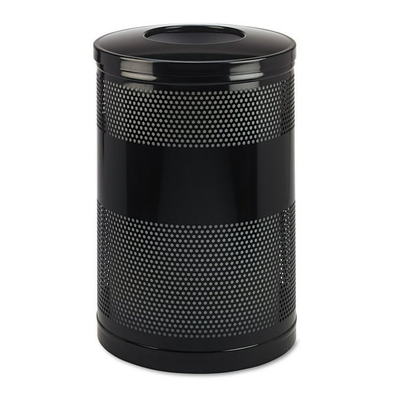 Rubbermaid Commercial FGS55ETBKPL 51 gal. Classics Perforated Steel Open Top Receptacle - Black