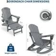 thumbnail image 3 of Outdoor Rocking Adirondack Chairs, with Retractable Ottoman and Cup Holder, HDPE All Weather, 400 lbs, 1 Piece, Gray, 3 of 8