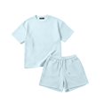 thumbnail image 5 of Matching Airport Travel Outfit Men's Solid Color T-Shirt Short Sleeve And Drawstring Elastic Waist Shorts Casual Set Suit Light Blue Xxxxxl, 5 of 5