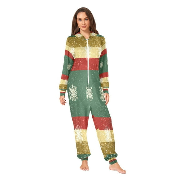 IAUYY Unisex Adult Onesie Pajamas Ultra-Soft Crystal-Soft Fabric, Halloween Adult Onesie Pajamas Adults,With a Zipper Plus Size Onesie Pajamas, Three-color Christmas