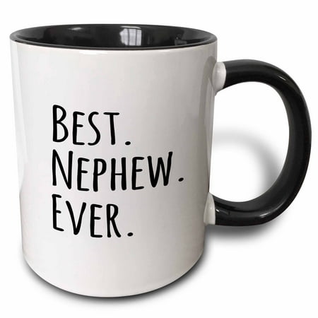 3dRose Best Nephew Ever - Gifts for family and relatives - black text - Two Tone Black Mug,