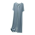 thumbnail image 3 of Aboser Womens Half Sleeve Nightshirts Comfort Soft Modal Loungewear Casual Lace Up Sleepdress Solid Color Long Nightgowns Knee Length Pajama Dress, 3 of 6
