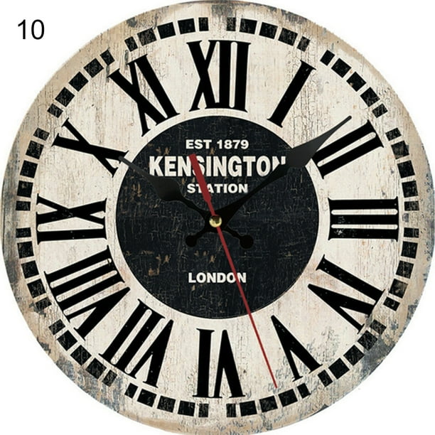 QILIN Farm Wall Clock Mute Retro Style Wall Decor Thick Rustic Wooden