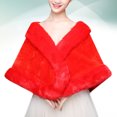 thumbnail image 3 of EeaseMX Chal de felpa para novia, cálido para invierno, accesorio para vestido de novia, chal de novia (rojo), 3 of 8