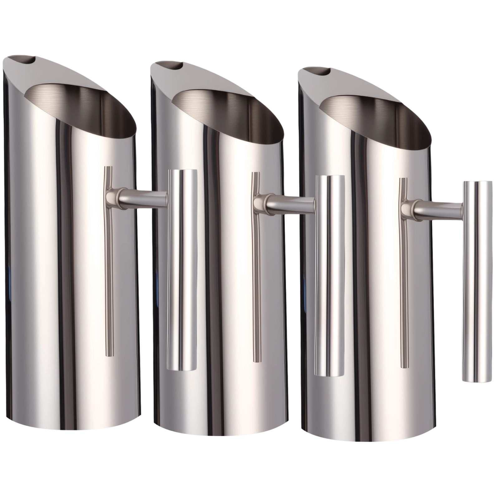 3 Pcs 1L Stainless Steel Water Pitcher Set with Handle, Large Capacity Iced Tea Jug for Coffee Juice Beer, Beveled Mouth Bar Mixing Jug for Home Kitchen Restaurant